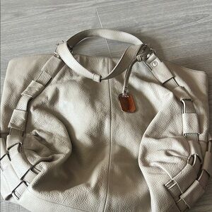 Furla Pebbled Leather Tote Bag – Beige/Tan Braided Strap Shoulder Bag